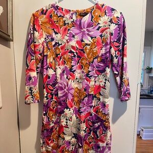 J.Mclaughlin Catalina Cloth Sophia Dress Women's Size S Floral Sheath 3/4 Sleeve
